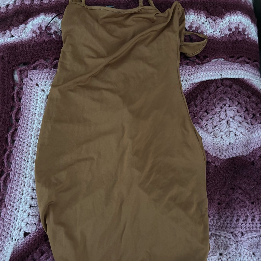 Fashion Nova Brown Ruched Mini Dress - Picture 2 of 2
